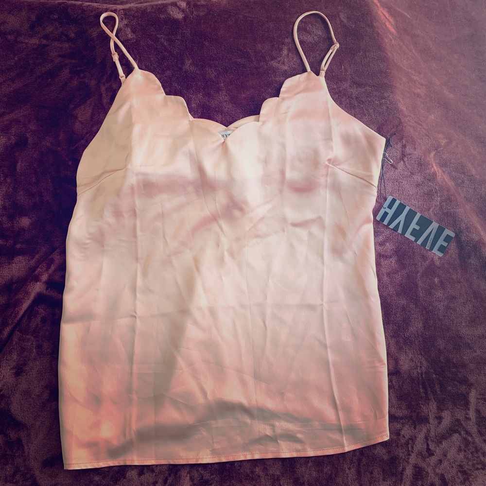 Rose gold pink silk tank top